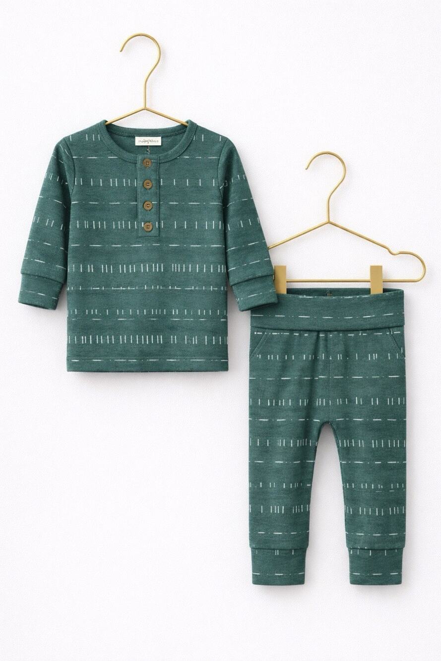 Lou Lou & Company Tyler Baby Outfit Set 3M Seafoam NWT